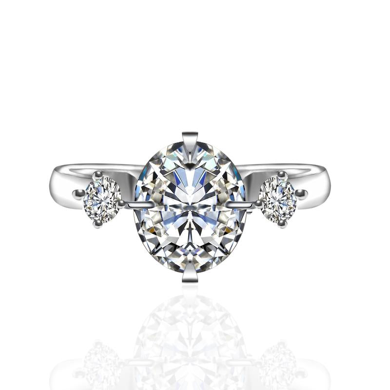 【#36】(Coral) 925 Sterling Silver Synthetic Moissanite Rings