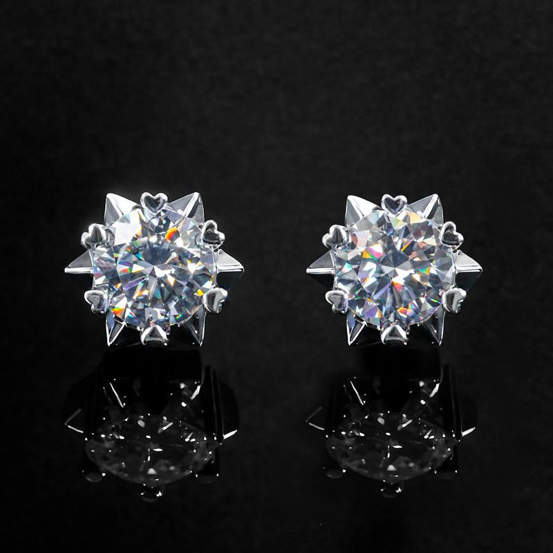 HELLOICE Moissanite Non Pierced Snowflake Earrings 0.6Ct/1Ct/2Ct Synthetic Moissanite VVS1 D Color Non-Piercing Jewelry Gift for Women and Men
