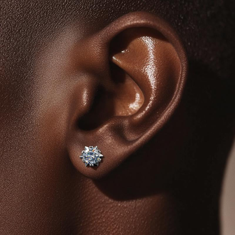 HELLOICE Moissanite Non Pierced Snowflake Earrings 0.6Ct/1Ct/2Ct Synthetic Moissanite VVS1 D Color Non-Piercing Jewelry Gift for Women and Men