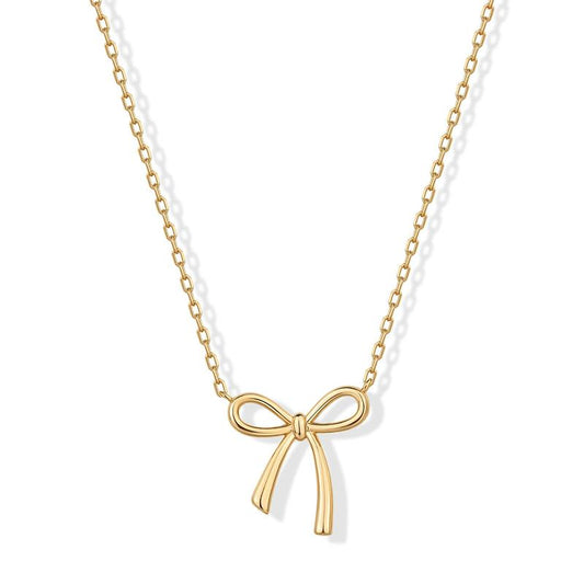 PAVOI 14K Gold Plated Bow Pendant Necklace for Women | Layering Chain Necklaces