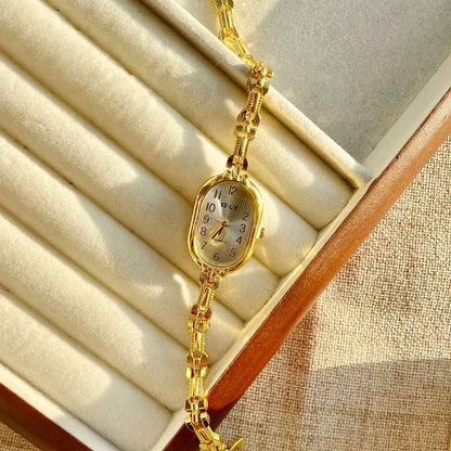 Golden Digital Dial Fashion Watch Luxurious Zircon Retro Style Watch Suitable for Everyday Versatile Birthday Party