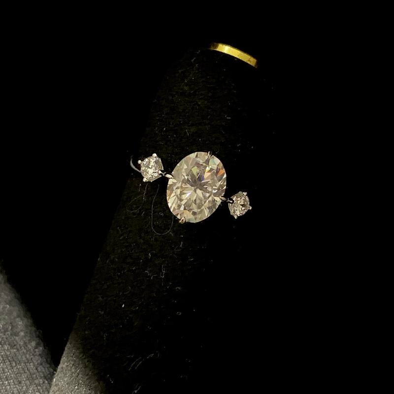 【#36】(Coral) 925 Sterling Silver Synthetic Moissanite Rings