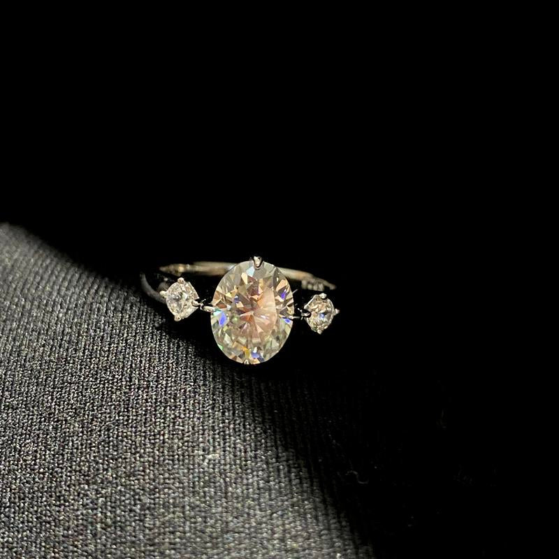 【#36】(Coral) 925 Sterling Silver Synthetic Moissanite Rings