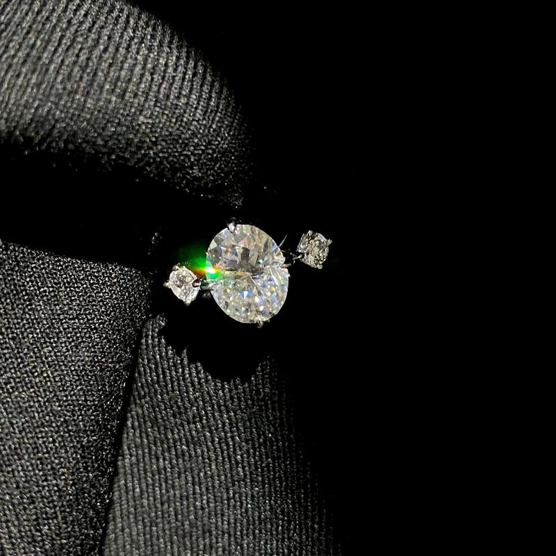 【#36】(Coral) 925 Sterling Silver Synthetic Moissanite Rings
