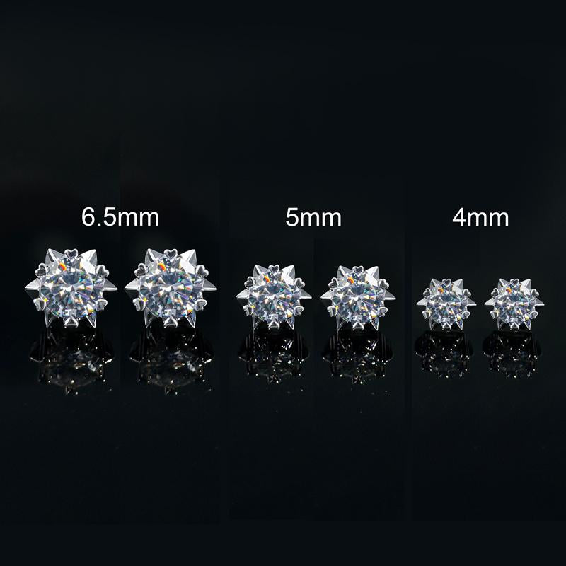 HELLOICE Moissanite Non Pierced Snowflake Earrings 0.6Ct/1Ct/2Ct Synthetic Moissanite VVS1 D Color Non-Piercing Jewelry Gift for Women and Men