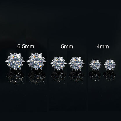 HELLOICE Moissanite Non Pierced Snowflake Earrings 0.6Ct/1Ct/2Ct Synthetic Moissanite VVS1 D Color Non-Piercing Jewelry Gift for Women and Men