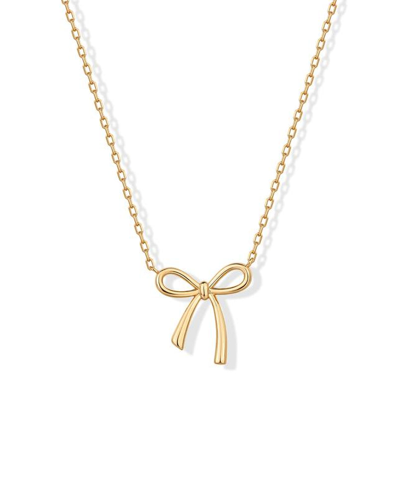PAVOI 14K Gold Plated Bow Pendant Necklace for Women | Layering Chain Necklaces