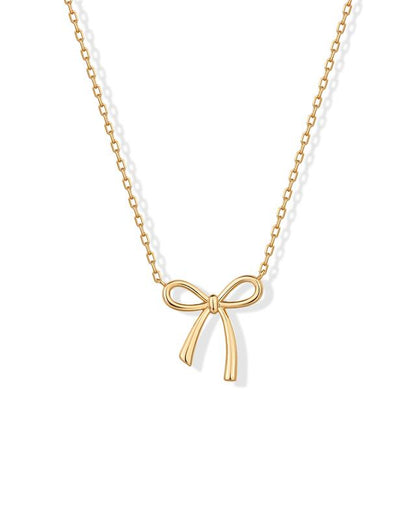 PAVOI 14K Gold Plated Bow Pendant Necklace for Women | Layering Chain Necklaces
