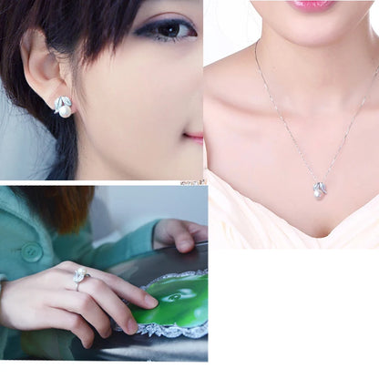 Natural Freshwater Pearl Necklace and Earring Set for Women in 925 Sterling Silver - Elegant Jewelry Gift