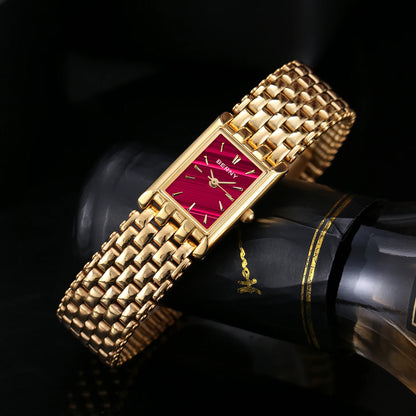 BERNY Gold Watch for Women Square Ladies Quartz Wristwatches Stainless Steel Women Small Gold Watch Luxury Casual Fashion Watch