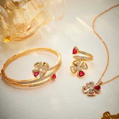 🌹 The Rosé Empress Set (A crown-worthy collection of rings, bracelets, and necklaces in radiant rose tones.) Luxurious Set,Where Opulence Meets Elegance，As Unique As You Are