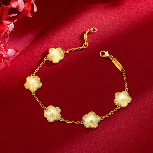 The Empress Plum Bracelet,Crafted in brilliant 9999 24K gold, each delicate plum blossom represents beauty that blooms through every season — just like you.