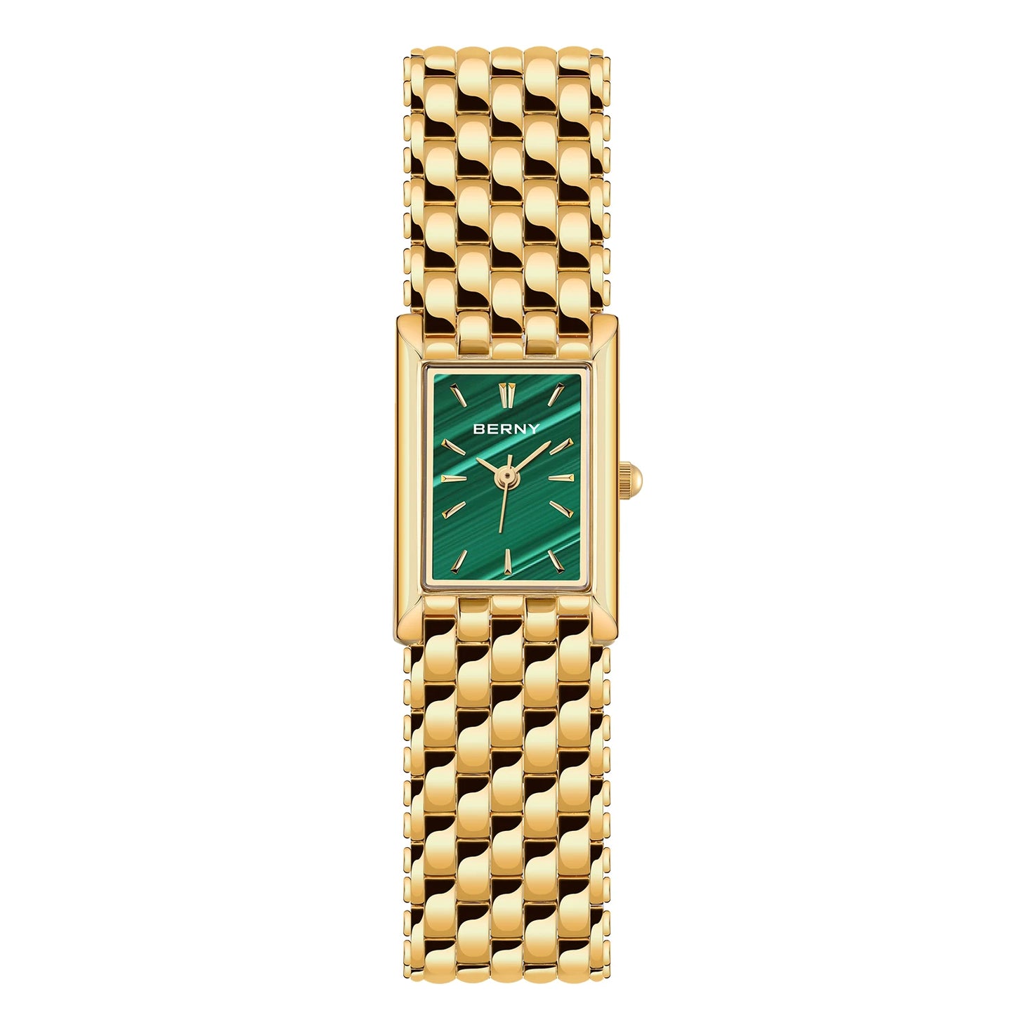 BERNY Gold Watch for Women Square Ladies Quartz Wristwatches Stainless Steel Women Small Gold Watch Luxury Casual Fashion Watch
