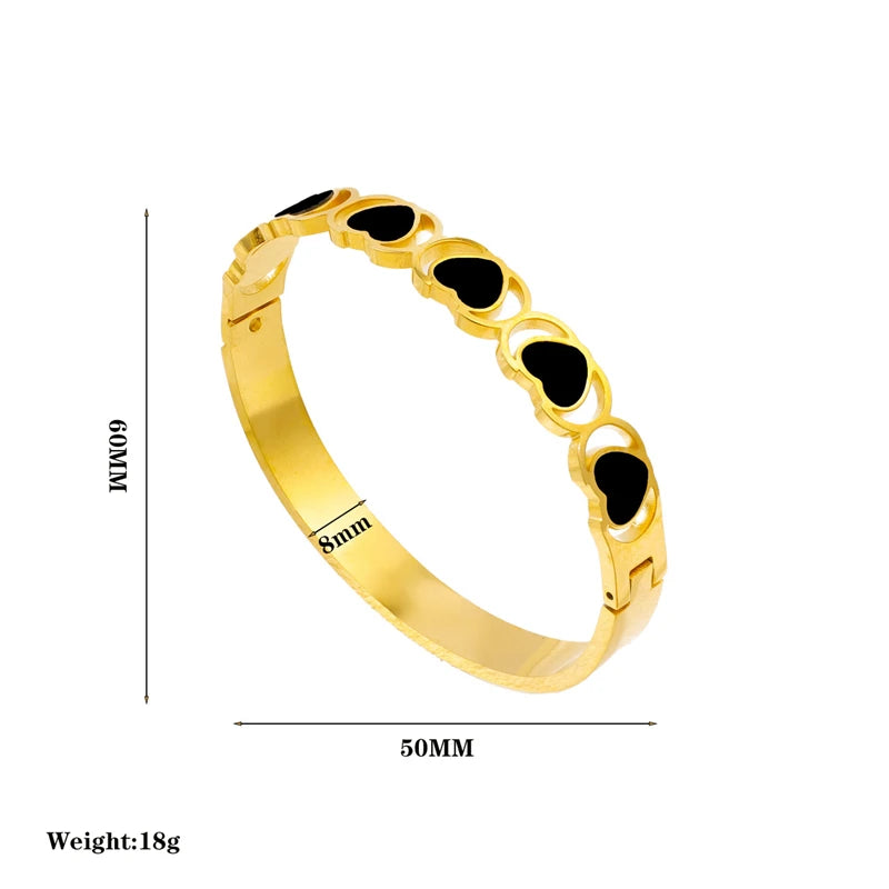 Statement 316L Stainless Steel 2025 New Fashion Jewelry Young Style Love Heart Charm Bangle Bracelets for Women Lover