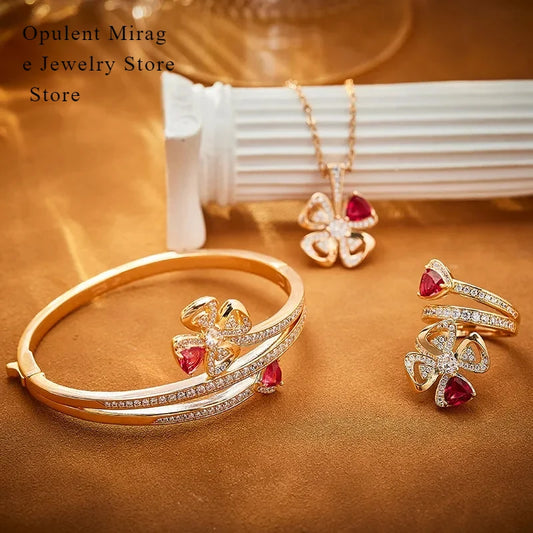 🌹 The Rosé Empress Set (A crown-worthy collection of rings, bracelets, and necklaces in radiant rose tones.) Luxurious Set,Where Opulence Meets Elegance，As Unique As You Are