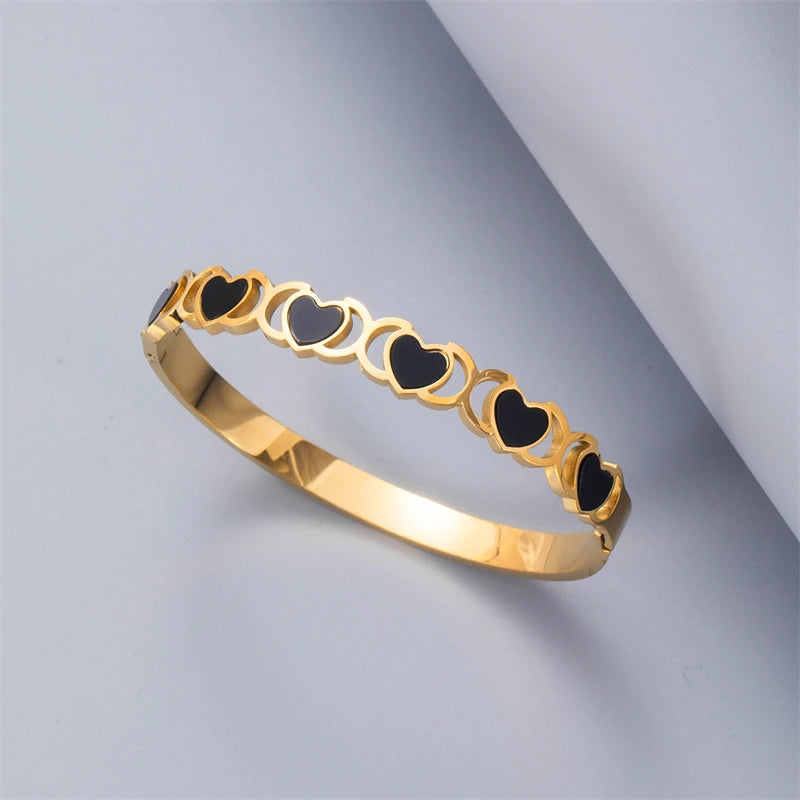 Statement 316L Stainless Steel 2025 New Fashion Jewelry Young Style Love Heart Charm Bangle Bracelets for Women Lover