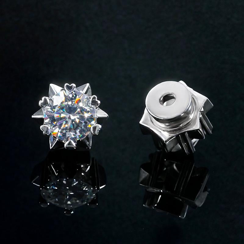 HELLOICE Moissanite Non Pierced Snowflake Earrings 0.6Ct/1Ct/2Ct Synthetic Moissanite VVS1 D Color Non-Piercing Jewelry Gift for Women and Men